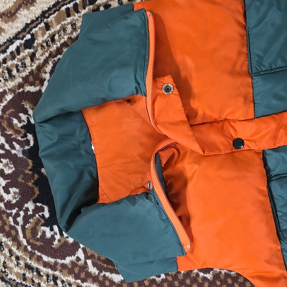Vintage Hunter Orange Down Vest Puffer Vest Puffy Hunting Green Western Cowboy - Picture 7 of 16